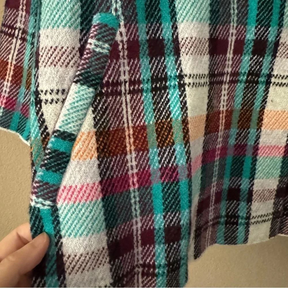 Anthropologie Rosetta Cropped Colorful Plaid Sweater Jacket Size M